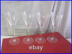 Vintage Cartier Crystal Set Of 4 Sherry Wine Cordial Stemware with Origin Case