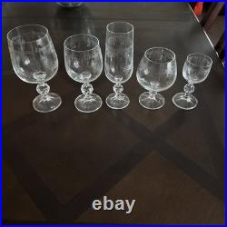 Vintage Cascade Czech crystal Bohemia Water/Wine liquor set-service for 12