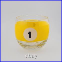 Vintage Cera Roly Poly Billiard Lowball Cocktail Glasses Pool Balls Set of 5