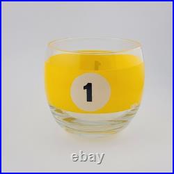 Vintage Cera Roly Poly Billiard Lowball Cocktail Glasses Pool Balls Set of 5
