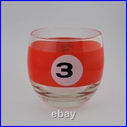 Vintage Cera Roly Poly Billiard Lowball Cocktail Glasses Pool Balls Set of 5