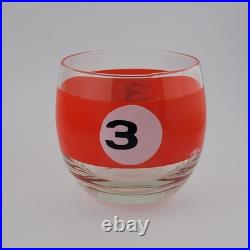 Vintage Cera Roly Poly Billiard Lowball Cocktail Glasses Pool Balls Set of 5