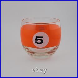Vintage Cera Roly Poly Billiard Lowball Cocktail Glasses Pool Balls Set of 5