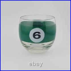 Vintage Cera Roly Poly Billiard Lowball Cocktail Glasses Pool Balls Set of 5
