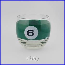 Vintage Cera Roly Poly Billiard Lowball Cocktail Glasses Pool Balls Set of 5