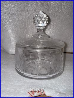 Vintage Clear Etched Floral Glassware Set Goblet Coupe Pitcher Mug Decanter