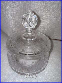 Vintage Clear Etched Floral Glassware Set Goblet Coupe Pitcher Mug Decanter