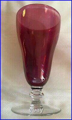 Vintage Cranberry Stemware Ice Tea Glasses Set Of 6 6 1/2 Tall