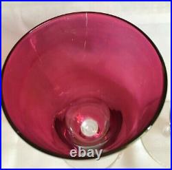 Vintage Cranberry Stemware Ice Tea Glasses Set Of 6 6 1/2 Tall