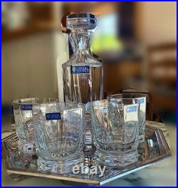 Vintage Cristal de Sevres French Crystal Rohan Decanter and 4 DOFs Set Vintage Cristal de Sevres French Crystal Rohan Decanter and 4 DOFs Set