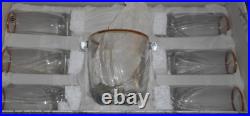 Vintage Cristalrov Crystal Bar Drinking Glass Set w Ice Bucket & Tongs Excellent