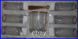 Vintage Cristalrov Crystal Bar Drinking Glass Set w Ice Bucket & Tongs Excellent