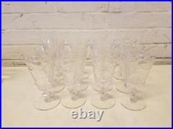 Vintage Crystal Glass Set of 12 Clear Decorative Footed Tumblers