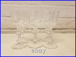 Vintage Crystal Glass Set of 6 Clear Decorative Sipping / Tasting Glasses