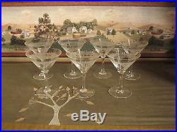 Vintage Crystal Glasses Set of 25 Lined Etched Art Deco