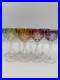 Vintage Crystal Goblets, Bohemian Czech Style Cut Glass, Multicolor, Set of 8