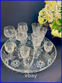 Vintage Crystal Pine Wheel Glassware Set