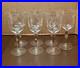 Vintage Crystal Wine Glasses 7 3/4 WithEtched Floral & Leaf Design, Set Of 7
