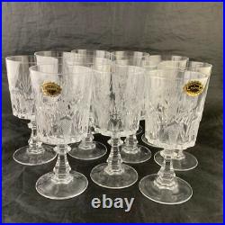 Vintage Crystal Wine/water/cocktail Glass Set 11 Thumbprint Fan Pattern Stemware