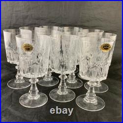 Vintage Crystal Wine/water/cocktail Glass Set 11 Thumbprint Fan Pattern Stemware