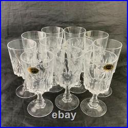 Vintage Crystal Wine/water/cocktail Glass Set 11 Thumbprint Fan Pattern Stemware