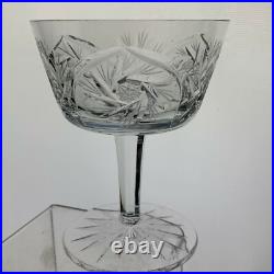 Vintage Cut Glass Or Crystal Champagne Cocktail Starburst Stemware Set 11