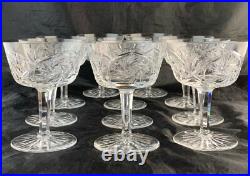 Vintage Cut Glass Or Crystal Champagne Cocktail Starburst Stemware Set 11