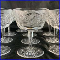 Vintage Cut Glass Or Crystal Champagne Cocktail Starburst Stemware Set 11
