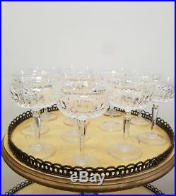 Vintage Diamond Cut Crystal Champagne Coupe Glasses Cocktail Glasses Set of 11