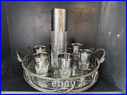 Vintage Dorothy Thorpe Mercury Silver Fade Pitcher & Matching Glassware 7Pieces