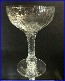 Vintage Elegant Crystal Hollow Stem Champagne Coupes Set of 8