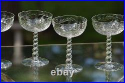 Vintage Etched CRYSTAL Cocktail Glasses, Set of 4, Vintage Champagne Coupes