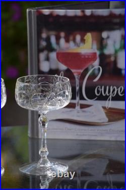 Vintage Etched Crystal Cocktail Glasses Champagne Coupes, Set of 4, 1940's
