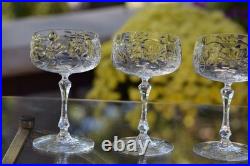 Vintage Etched Crystal Cocktail Glasses Champagne Coupes, Set of 4, 1940's