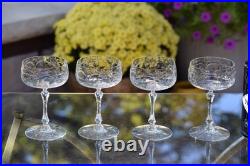 Vintage Etched Crystal Cocktail Glasses Champagne Coupes, Set of 4, 1940's