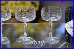 Vintage Etched Crystal Cocktail Glasses Champagne Coupes, Set of 4, 1940's