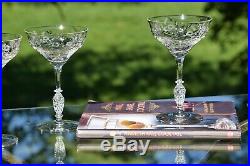 Vintage Etched Crystal Tall Cocktail Glasses Set of 4, Rock Sharpe, Interlaken