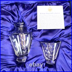 Vintage Faberge Printemps Crystal Night Carafe Set with Floral Pattern New