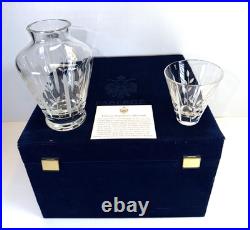 Vintage Faberge Printemps Crystal Night Carafe Set with Floral Pattern New