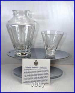 Vintage Faberge Printemps Crystal Night Carafe Set with Floral Pattern New