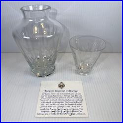 Vintage Faberge Printemps Crystal Night Carafe Set with Floral Pattern New