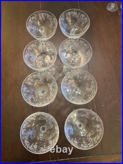 Vintage Fosteria Crystal Champagne Goblets Set Of 8