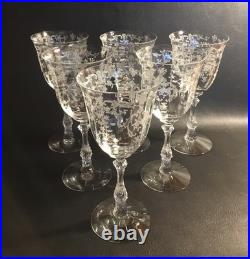 Vintage Fostoria Crystal NAVARRE Set of 6 Etched Water Goblets 7 5/8 Vintage Fostoria Crystal NAVARRE Set of 6 Etched Water Goblets 7 5/8