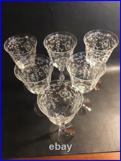 Vintage Fostoria Crystal NAVARRE Set of 6 Etched Water Goblets 7 5/8 Vintage Fostoria Crystal NAVARRE Set of 6 Etched Water Goblets 7 5/8