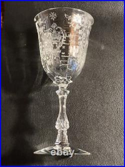 Vintage Fostoria Crystal NAVARRE Set of 6 Etched Water Goblets 7 5/8 Vintage Fostoria Crystal NAVARRE Set of 6 Etched Water Goblets 7 5/8