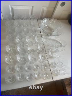 Vintage Fostoria Navarre Crystal Glassware 43-Piece Etched Set -Elegant & Rare
