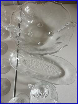 Vintage Fostoria Navarre Crystal Glassware 43-Piece Etched Set -Elegant & Rare