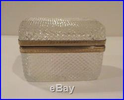 Vintage French Cut Crystal 3-Pc Smoker's Set Cigarette Box, Lighter & Ashtray