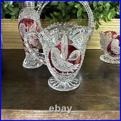 Vintage German Hofbauer Byrdes Glassware Crystal Ruby Red Set of 7