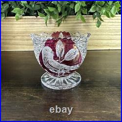 Vintage German Hofbauer Byrdes Glassware Crystal Ruby Red Set of 7